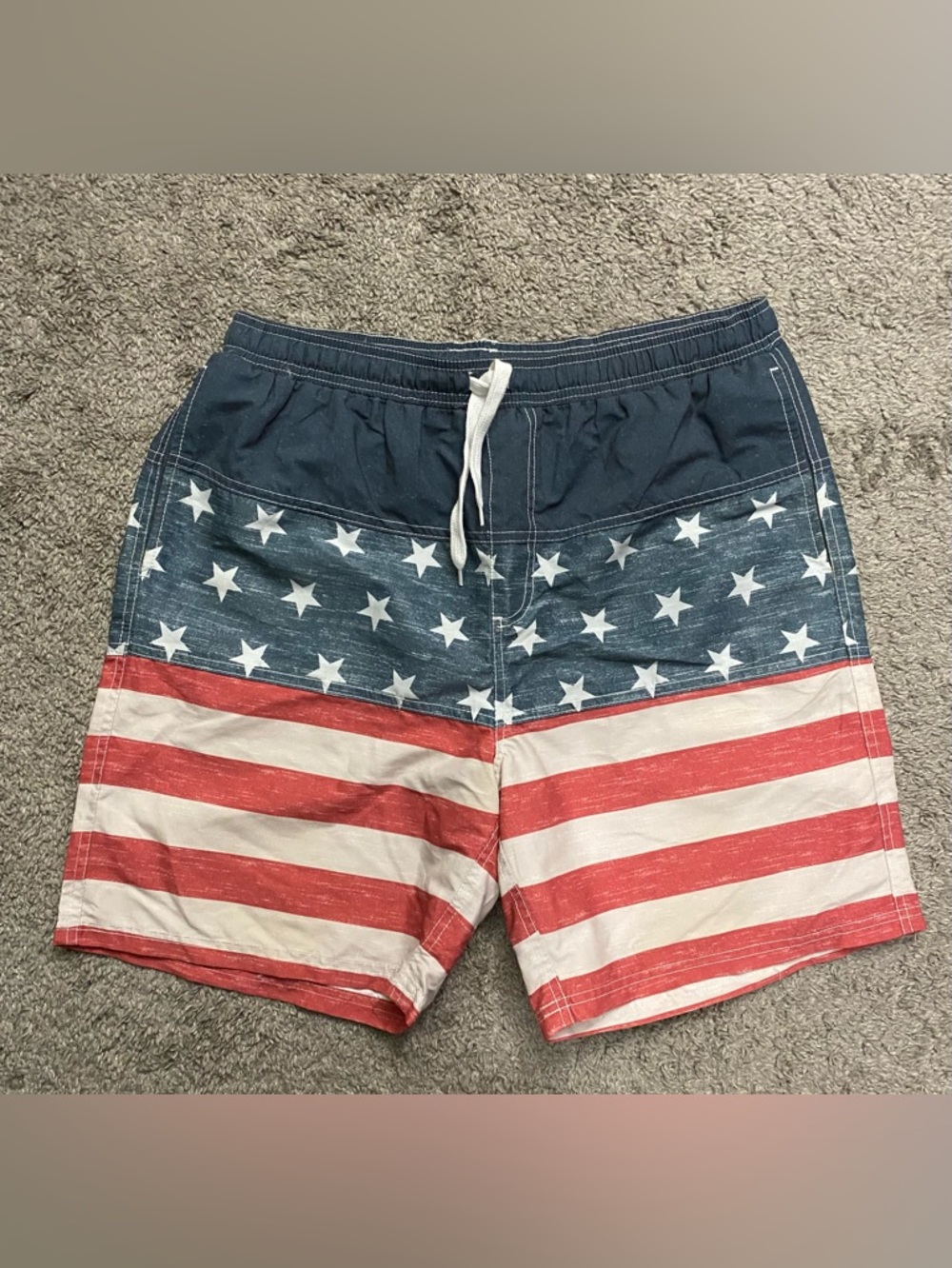Men's Stars & Stripes Swim Board Shorts - Red, White & Blue